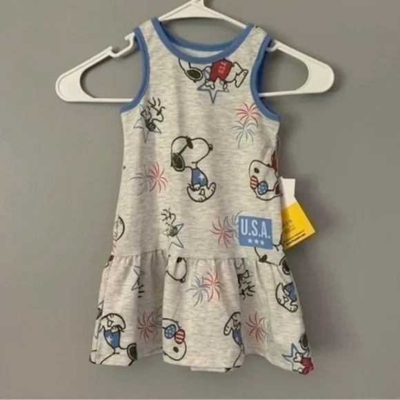 NWT. PEANUTS Girls’ Snoopy and Woodstock USA Dress - Picture 4 of 4